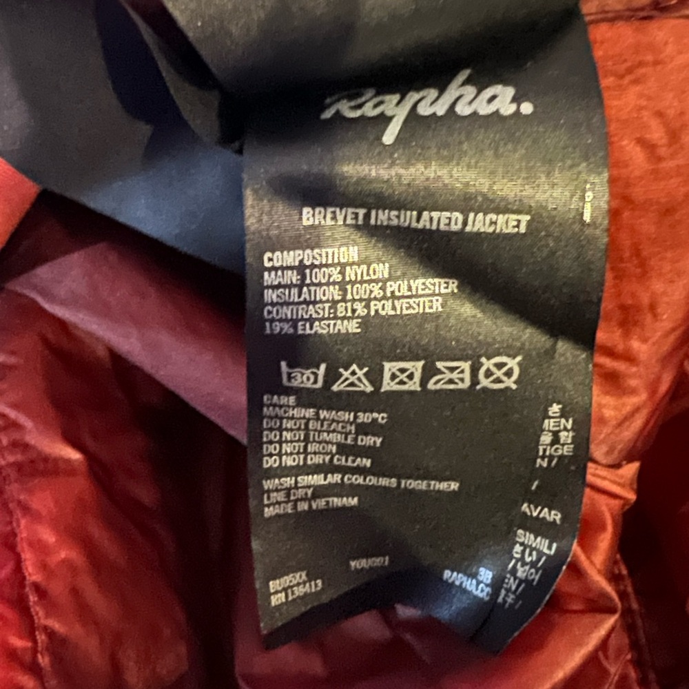 Rapha Mens Brevet Insulated HI VIZ Winter Jacket (Red Brick) - Picture 9 of 9